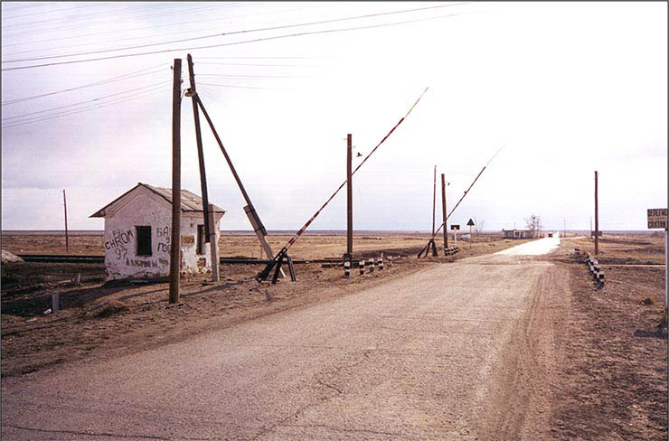 The deserted guard gate to the Semipalatinsk Test Site.